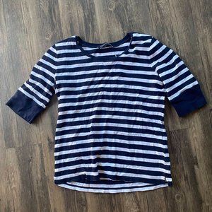 Navy Blue and White Stiped Shirt